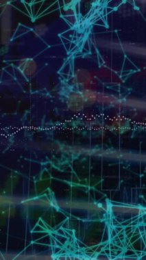 Borsa veri işleme ağı üzerinden kara arka plana karşı bağlantılar. Küresel ekonomi ve küresel ağ teknolojisi kavramı