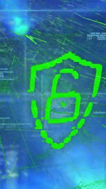 Siyah arka planda veri işleme ve dijital asma kilit animasyonu. Dijital güvenlik, ağ ve teknoloji konsepti dijital olarak oluşturulmuş video.