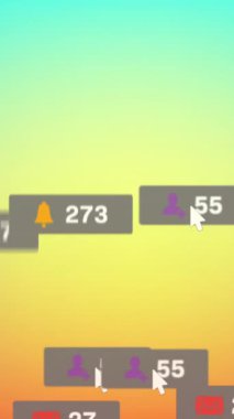 Yeşil ve turuncu arka plan üzerinden sosyal medya veri işleme animasyonu. Dijital olarak oluşturulmuş küresel sosyal medya, bağlantılar, hesaplama ve veri işleme kavramı.