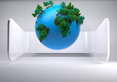 Soyut gri arkaplanda Dünya