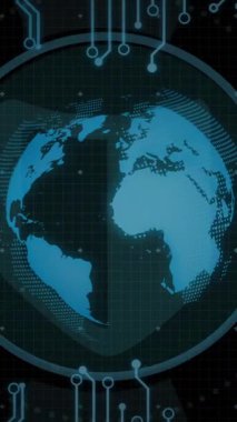 Dijital küre ve devre kalıpları, gelecekteki teknoloji animasyonları. yenilik, gelecek, siber ağ, veri, soyut