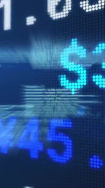 Siyah arkaplan üzerinden finansal veri işleme animasyonu. Küresel finans, iş, bağlantılar, hesaplama ve veri işleme kavramı dijital olarak oluşturulmuş video.