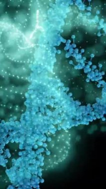 Siyah zemin üzerinde dijital dalgaya karşı dönen DNA yapısının dijital animasyonu. tıbbi araştırma ve bilim teknolojisi kavramı