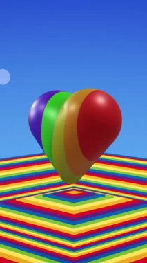 Gururlu lgbtq kalp ve gökkuşağının animasyonu arka planı şekillendirir. Gurur ayı, lgbtq, insan hakları ve eşitlik kavramı dijital olarak oluşturulmuş video.