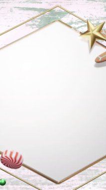 Tahta tahtalardaki beyaz altıgen tabelanın etrafına düşen kar animasyonu. Noel, kış, şenlik, gelenek ve dijital olarak üretilen video konsepti.