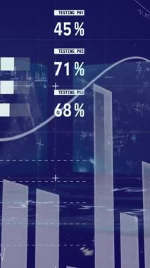 Mavi arkaplanda veri işleme animasyonu. küresel iş ve dijital arayüz kavramı dijital olarak oluşturulmuş video.