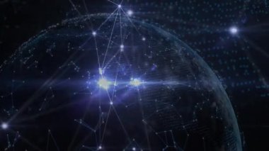 İlk darbe ağ büyümesini başlatıyor, dijital dünya darbe düğümleriyle dönüyor veriyi görselleştiriyor. Küresel ağ, dijital evren, veri görselleştirme, fütüristik tasarım, teknolojik altyapı, soyut siber uzay, bağlantı