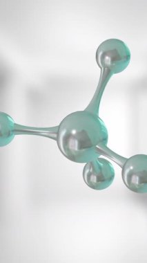 Gri arkaplan üzerinde mikro molekül modellerinin animasyonu. Küresel bilim, araştırma ve bağlantılar konsepti dijital olarak oluşturulmuş video.