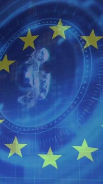 Dürbün taraması animasyonu ve bayrak üzerinde 5G sembolü. Ukrayna krizi ve uluslararası politika kavramı dijital olarak oluşturuldu.