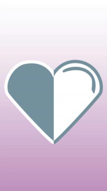 Mor gradyan arkaplana karşı çift tonlu kalp ikonu animasyonu. Sevgililer Günü ve Aşk Konsepti