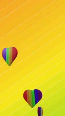 Animation of rainbow hearts moving on colorful background. Valentine's day, love and celebration concept digitally generated video.