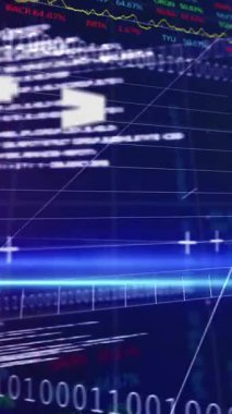 Dijital ekranda finansal veri işleme animasyonu. küresel iş, dijital arayüz, teknoloji ve ağ konsepti dijital olarak oluşturulmuş video.