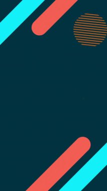 Renkli geometrik şekiller ve koyu arkaplandaki noktalar canlandırılıyor. Soyut, hareketli, animasyon, tasarım, canlı, modern