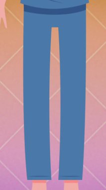 Kadın doktor ve pembe arka planda siyah beyaz karelerin animasyonu. Coronavirus covid 19 salgını sırasında tıbbi ve sağlık hizmetleri dijital olarak üretilen video konsepti.