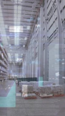 Arka plandaki depoya karşı istatistiksel veri işlemenin dijital bileşimi. lojistik ve ulaşım sektörü kavramı