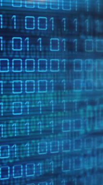 Karanlık arka planda veri işleme animasyonu. küresel bağlantılar, veri işleme ve dijital arayüz konsepti dijital olarak oluşturulmuş video.