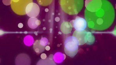 Soldan gelen çokgen, bokeh dairelerin titreşen şaftlar ve alevlerle sürüklenmesine neden oluyor. Soyut, aydınlık, canlı, dinamik, fütüristik, geometrik, çevresel