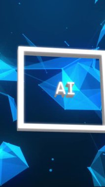 Karanlık arka plandaki bağlantıların üzerinde ai veri işleme animasyonu. Küresel yapay zeka, dijital arayüz, hesaplama ve veri işleme kavramı dijital olarak oluşturuldu.