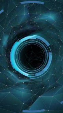 Siyah arkaplandaki bağlantı ağı üzerinden tarama alanının animasyonu. Küresel teknoloji, hesaplama, bağlantılar ve dijital arayüz konsepti dijital olarak oluşturulmuş video.