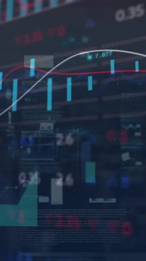 Siyah arkaplan üzerinde veri işleme animasyonu. küresel iş ve dijital arayüz kavramı dijital olarak oluşturulmuş video.