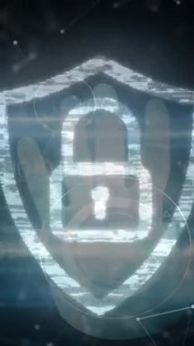 Güvenlik kilidi simgeleri ve insan eli parmak izi biyometrik tarayıcısında tarama yapıyor. siber güvenlik ve teknoloji kavramı