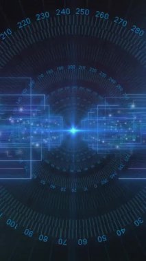 Siyah arkaplan üzerinden tarama ve veri işleme animasyonu. Dijital olarak oluşturulmuş küresel bağlantılar, hesaplama ve veri işleme kavramı.