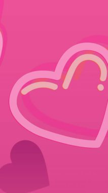 Pembe arka planda yüzen kırmızı kalplerin animasyonu. Sevgililer Günü, romantizm ve aşk konsepti dijital olarak oluşturulmuş video.