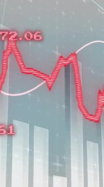 Animation of financial data processing with graph on grey background. Global business, finances and digital interface concept digitally generated video.