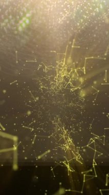 Kahverengi arka planda sarı bağlantıların animasyonu. Ağ, bağlantılar ve teknoloji konsepti dijital olarak oluşturulmuş video.