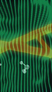 Yeşil dalgalar üzerinde DNA ipliği ve moleküler yapılar, bilimsel animasyon. Bilim, biyoloji, genetik, araştırma, sarmal, kromozom