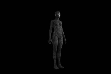 Üç boyutlu kadının dijital olarak oluşturulmuş görüntüsü