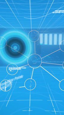 Veri işleme üzerine medya simgelerinin canlandırılması. Bulut hesaplama ve dijital arayüz kavramı dijital olarak oluşturulmuş video.