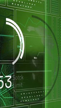 Sunucular üzerinde çember ve veri işleme animasyonu. veri işleme, küresel ağ ve teknoloji konsepti dijital olarak oluşturulmuş video.