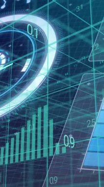 Kapsam taraması ve veri işleme animasyonu. Küresel hesaplama, dijital arayüz ve veri işleme kavramı dijital olarak oluşturulmuş video.