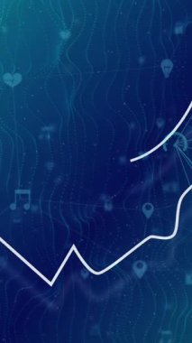 Simgelerle ve bağlantı ağlarıyla ai veri işleme animasyonu. Dijital olarak oluşturulmuş küresel yapay zeka, bağlantılar, hesaplama ve veri işleme kavramı.