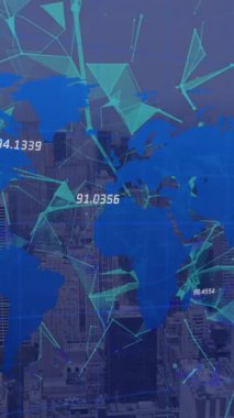 Şehir haritası üzerindeki bağlantı ağının animasyonu. ticari, ağ, bağlantılar, teknoloji ve dijital arayüz kavramı dijital olarak oluşturulmuş video.