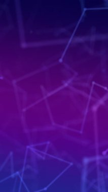 Mor gradyan arkaplana karşı bağlantı ağının dijital animasyonu. Küresel ağ ve bağlantı kavramı.