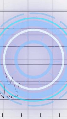 Beyaz zemin üzerinde tarama ve veri işleme alanının animasyonu. Küresel işletme finansmanı ve dijital arayüz kavramı dijital olarak oluşturulmuş video.