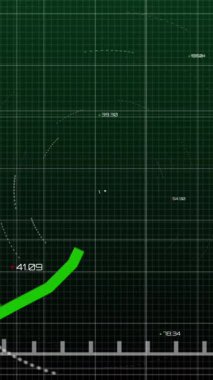 Yeşil hat ve finansal veri işleme animasyonu. Küresel iş, finans, hesaplama ve veri işleme kavramı dijital olarak oluşturulmuş video.