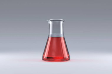 Conical flask with solution, Close-up