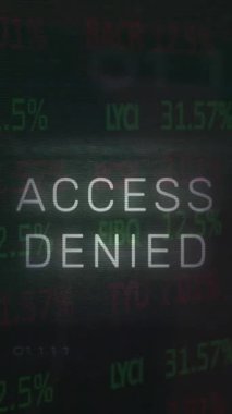 Erişim engellenmiş metin, x sembolü, ikili kodlar, devre kartı dokusu. Dijital olarak üretilmiş, hologram, güvenlik, kilit, kodlama, borsa ve teknoloji konsepti.