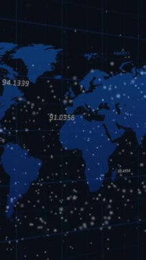 Covid 19 vakayı kaydeden tıbbi veri işleme ve istatistiklerin animasyonu, dünya haritasında dönen DNA ipliği. Dijital olarak üretilen küresel koronavirüs pandemik konsepti.