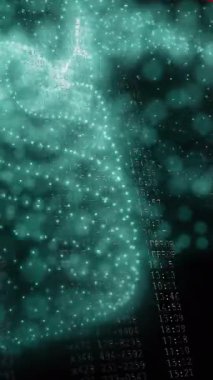 Veri işleme üzerinde hareket eden şekillerin animasyonu. Soyut arkaplan ve dijital arayüz kavramı dijital olarak oluşturulmuş video.