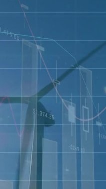 Animation of green line and data processing over grid. Environment renewable energy and sustainability concept digitally generated video.
