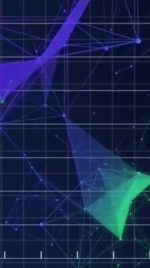 Finansal veri işleme ve siyah arkaplan üzerindeki bağlantı ağlarının animasyonu. küresel iş, finans ve dijital arayüz kavramı dijital olarak oluşturulmuş video.