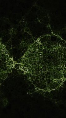 Animation of dna helix with mathematics formulas and geometry angles over black background. Digitally generated, multiple exposure, genetic, forecasting, artificial intelligence, machine learning.