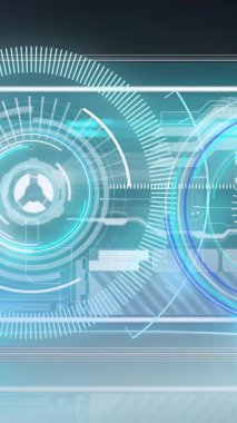 Dürbün taraması ve dijital ekranda veri işleme animasyonları. küresel teknoloji ve dijital arayüz kavramı dijital olarak oluşturulmuş video.