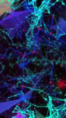 Siyah arka plandaki yıldızlara karşı bağlantı ağı ve pleksus ağlarının dijital animasyonu. küresel ağ ve teknoloji kavramı