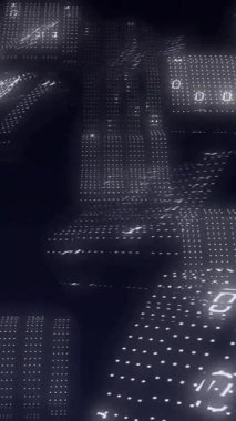 Siyah arkaplanda veri işleme animasyonu. küresel iş ve dijital arayüz kavramı dijital olarak oluşturulmuş video.