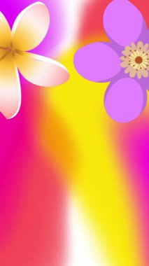 Animation of flower icons over colourful background. Abstract background and pattern concept digitally generated video.